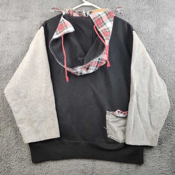 Upcycled Handmade Denim Jean Sweatshirt Craft Recycled Patchwork Women's Large - Picture 2 of 15